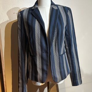 Ann Taylor Blue and White Striped Blazer